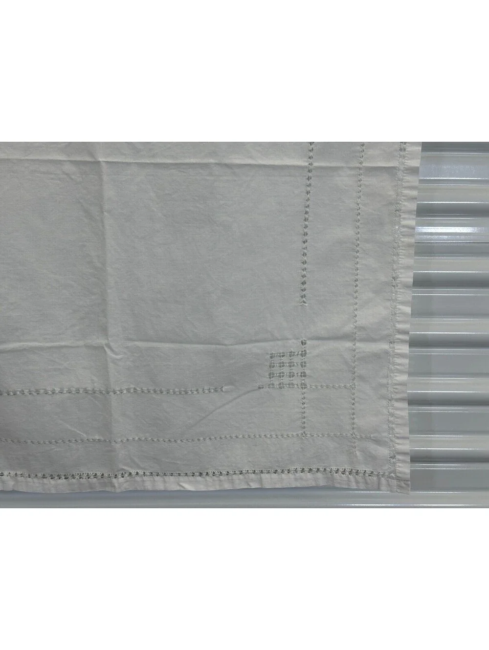 Vintage Cutwork Geometric Card Table Tablecloth Topper Handmade Embroidered